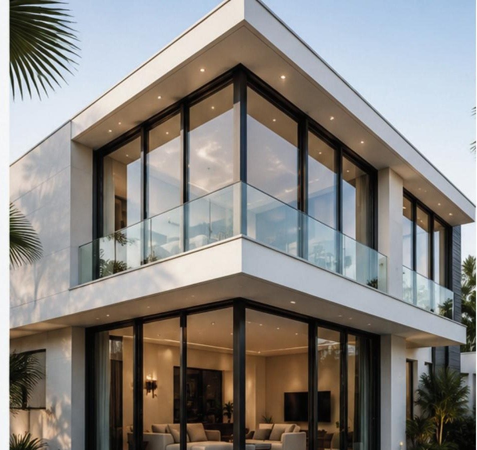 Modern aluminium and glass facade installation